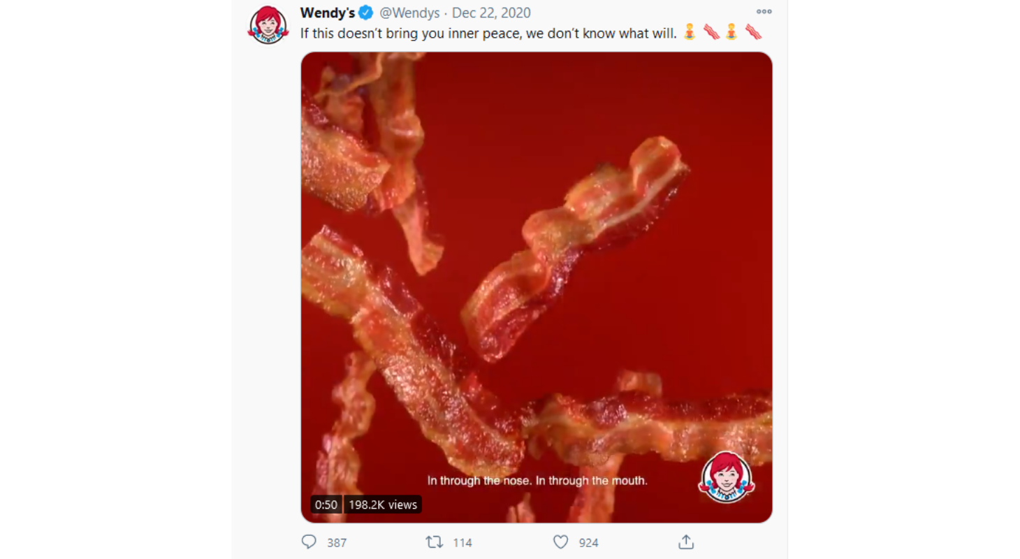 Wendy's Twitter post that displays consistency of messaging across the platform