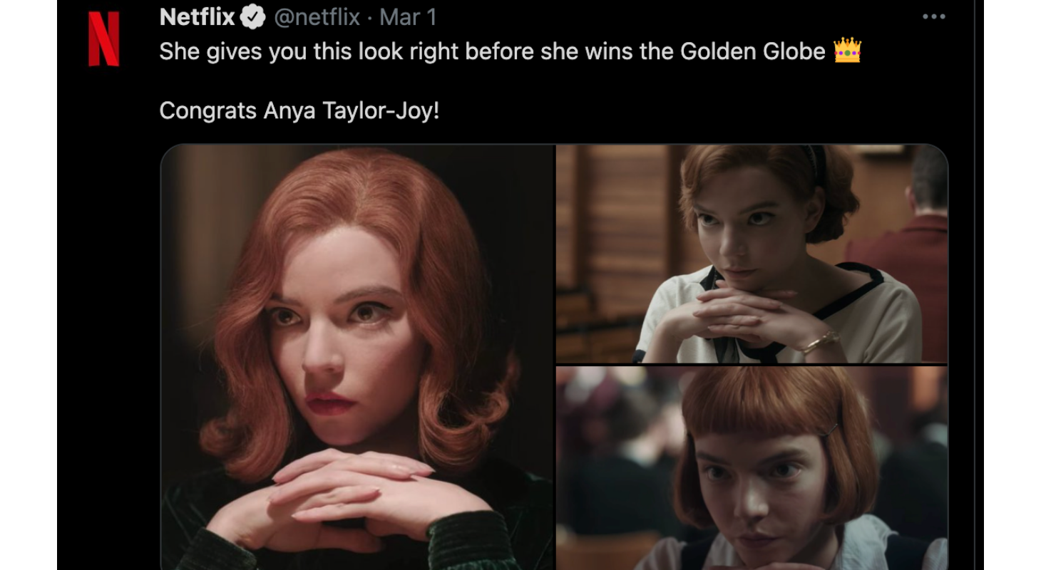 Anya Talyor-Joy wins The Golden Globe for The Queen's Gambit