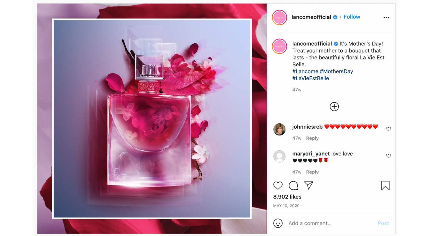 Lancôme Instagram Mother's Day campaign