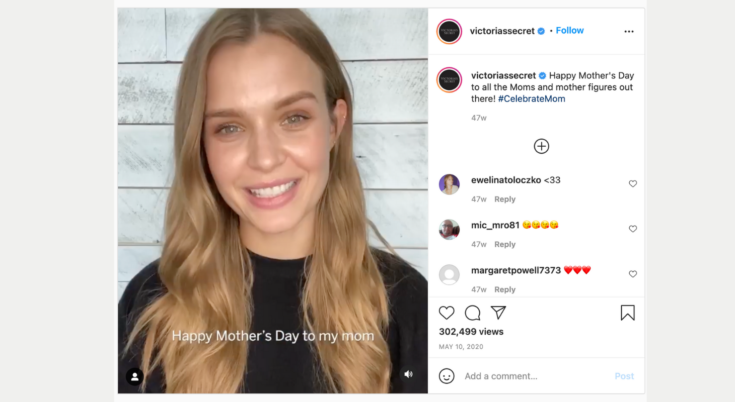 Victoria's Secret campaign on Mother's Day