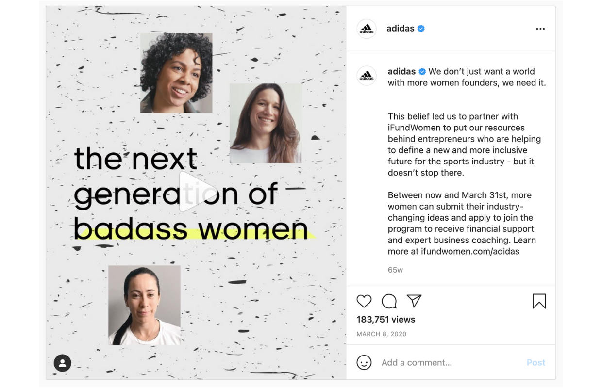 This image is about the Adidas IFund women campaign.