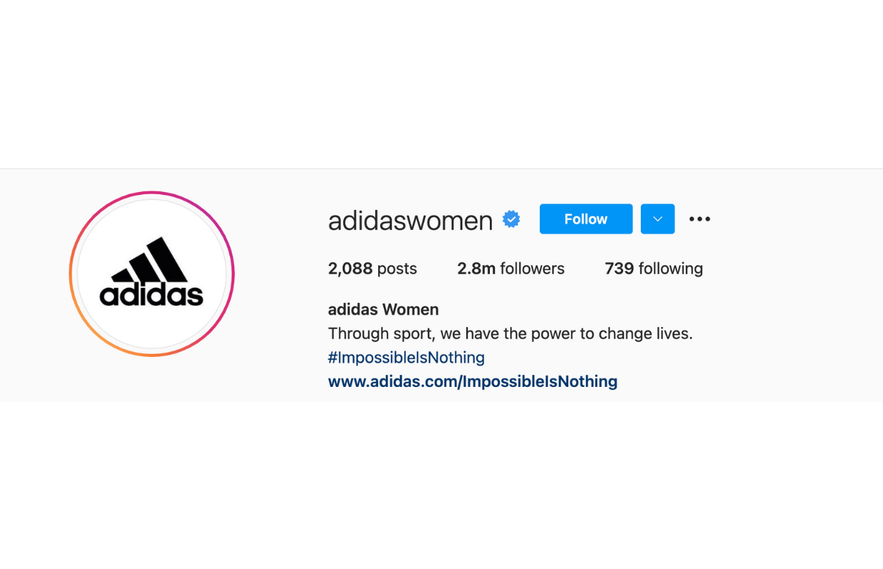 This is Adidas' women Instagram page.