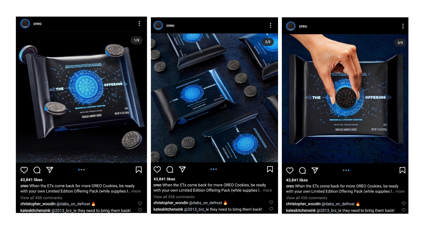 This is an example of Instagram Carousel posted by Oreo.