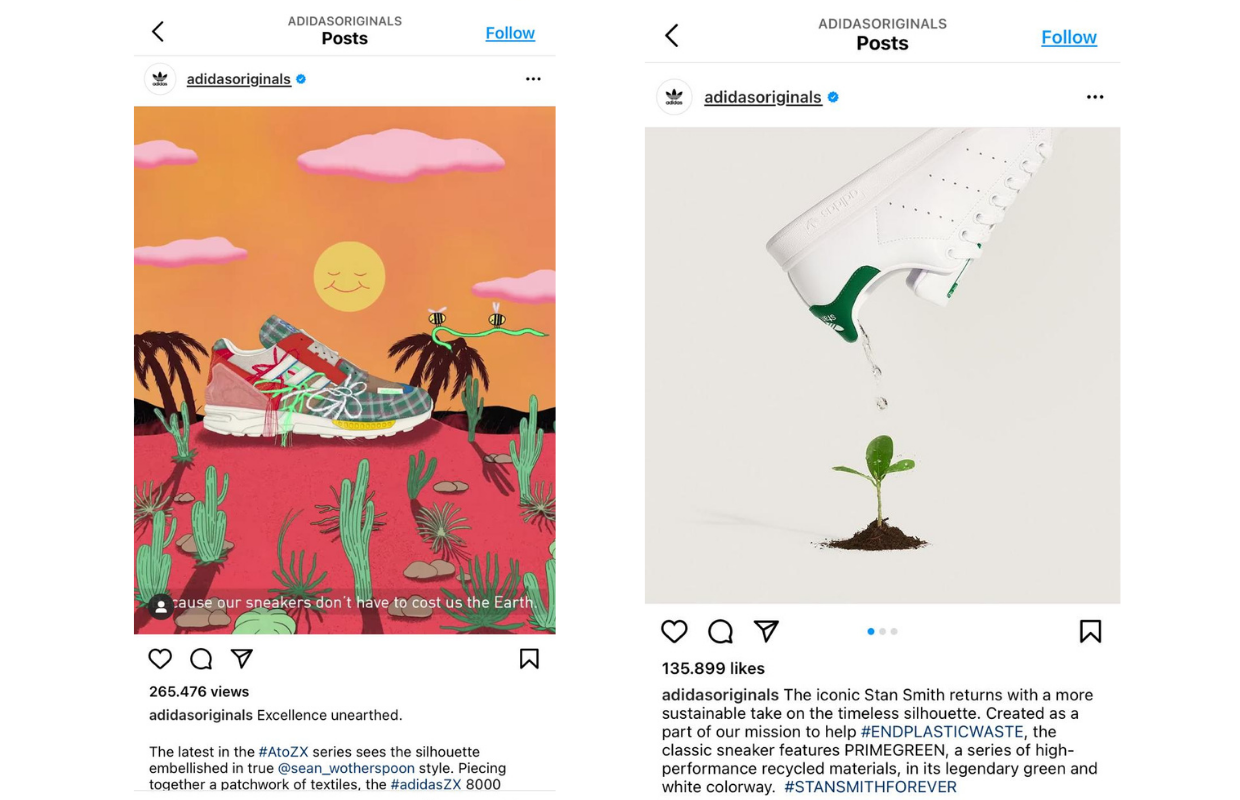 These are pictures of Adidas' "End Plastic Waste" campaign on Instagram.