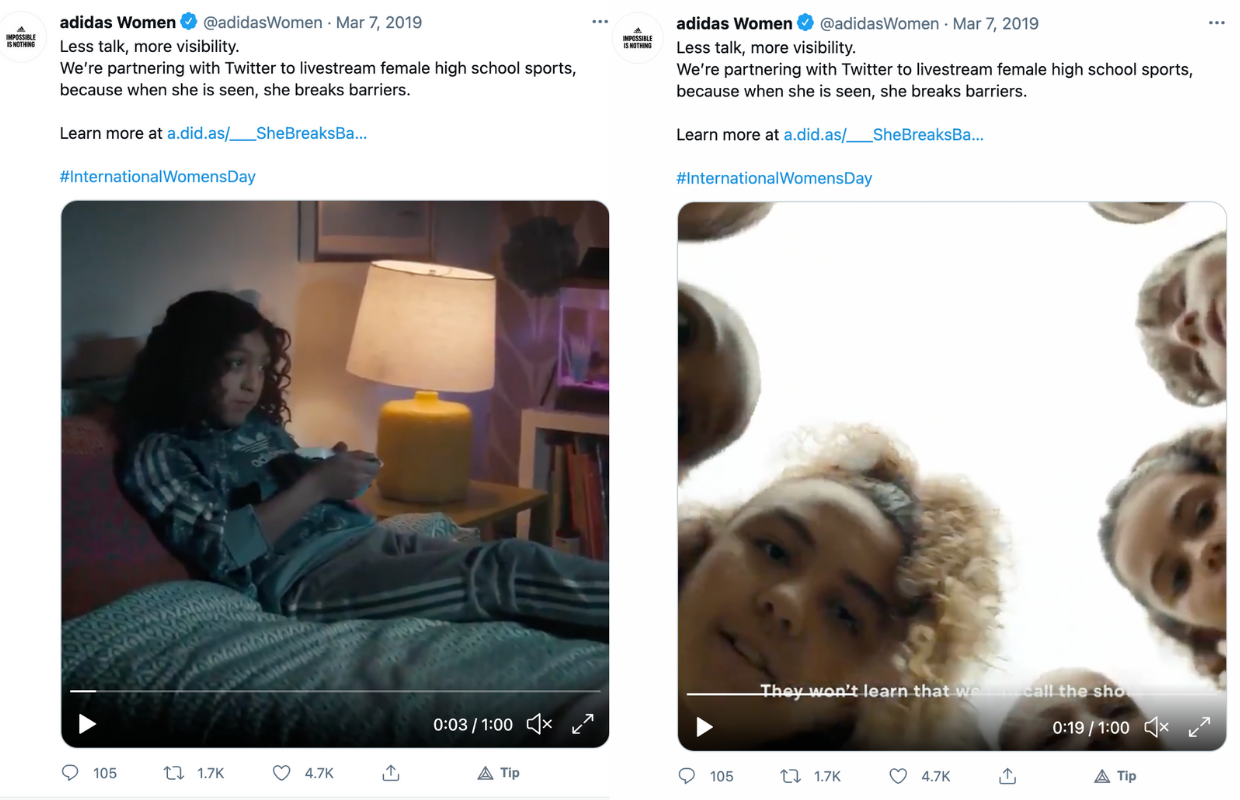 These are tweets of the "she breaks barriers" Adidas campaign.
