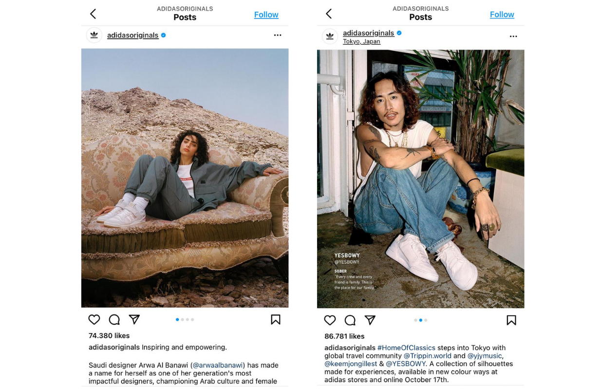 Adidas Instagram diversity