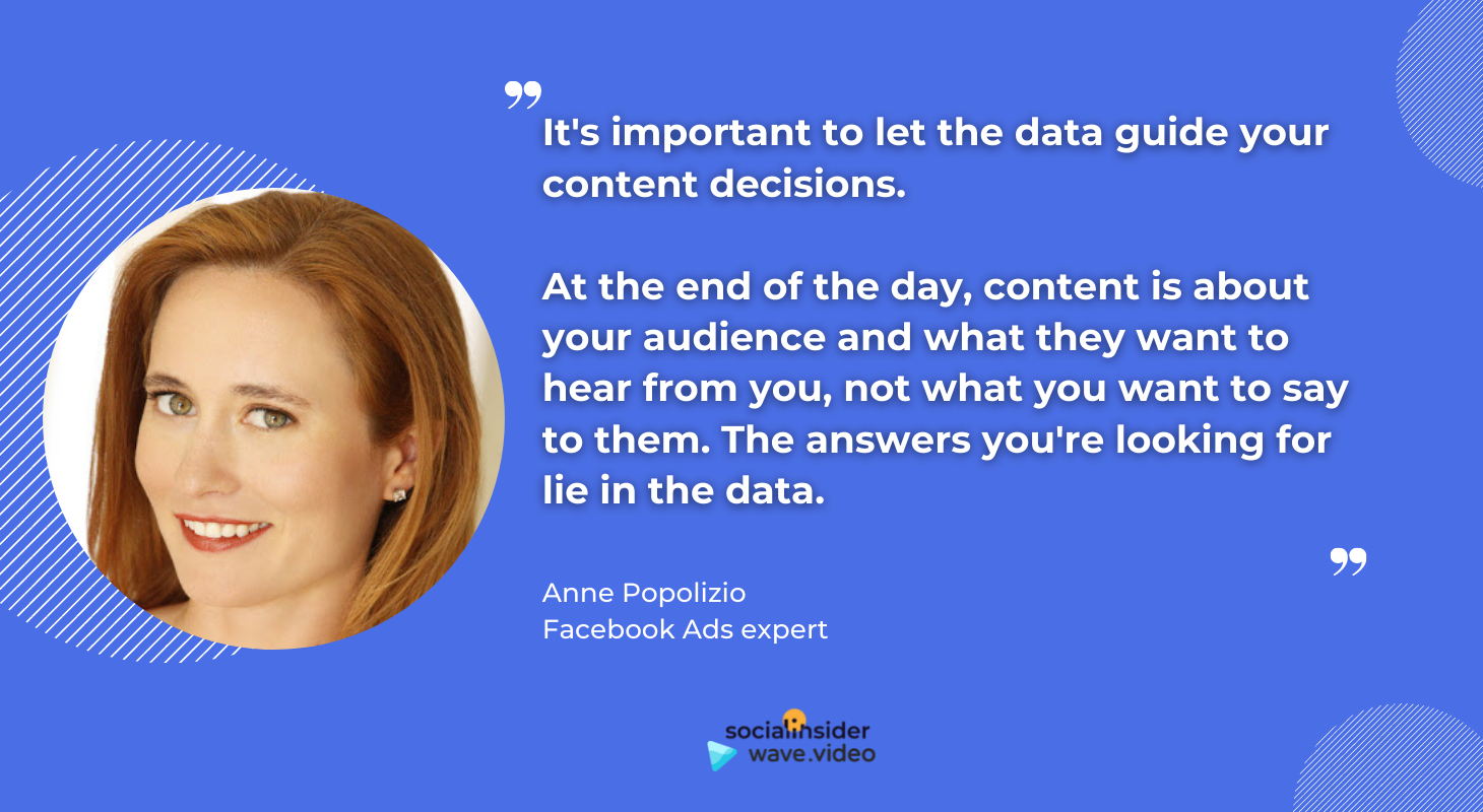 This is thq quote of Anne Popolizo, a Facebook Ads expert, related to Facebook viodes