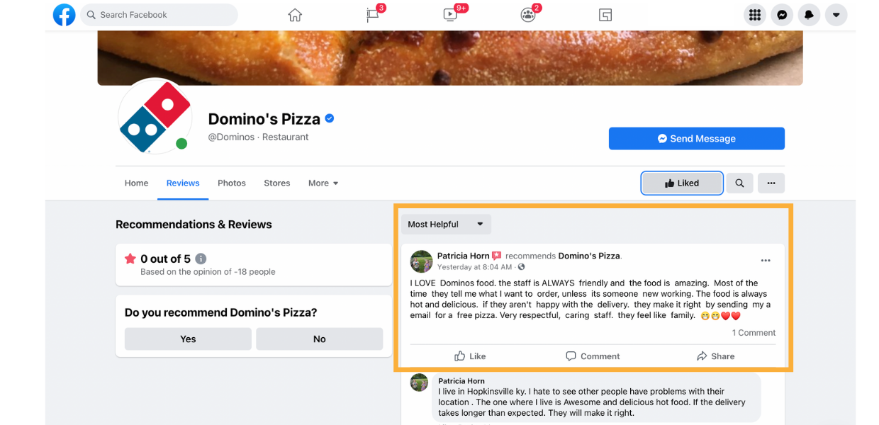 Facebook reviews