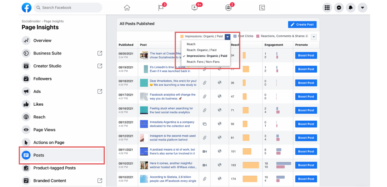 Track Facebook impressions with Facebook Insights