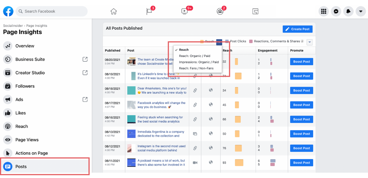 Track your page's reach with Facebook Insights