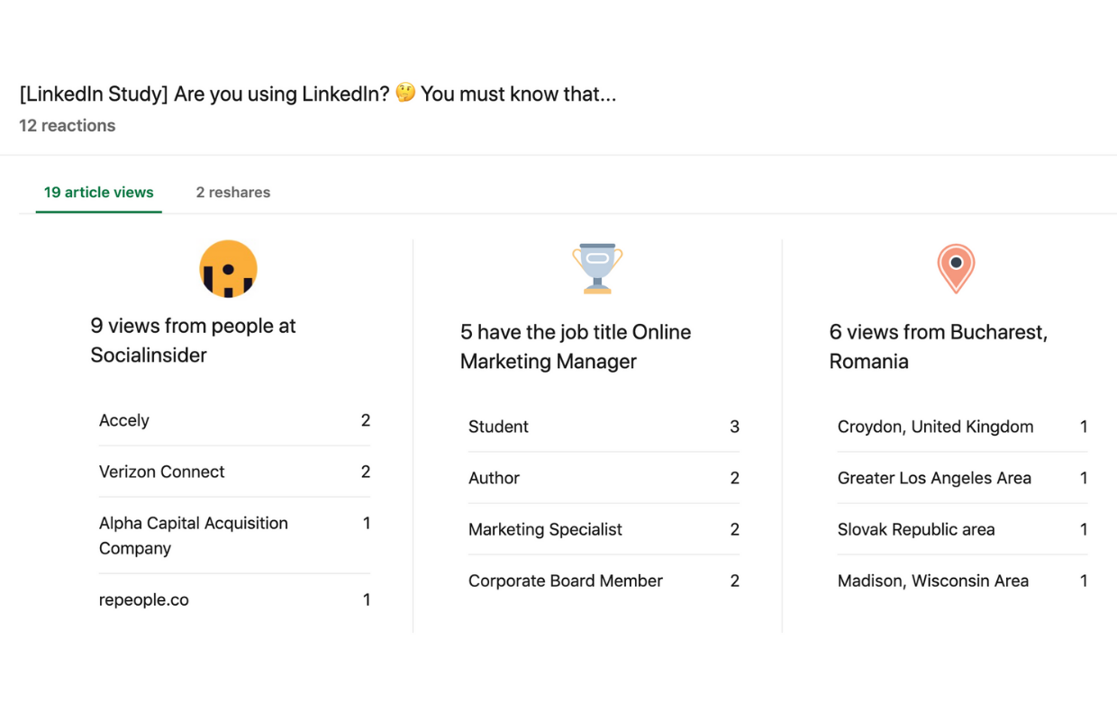 View your LinkedIn articles stats