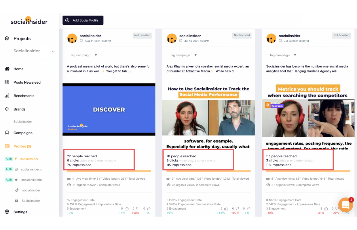 Measure video reach with Socialinsider