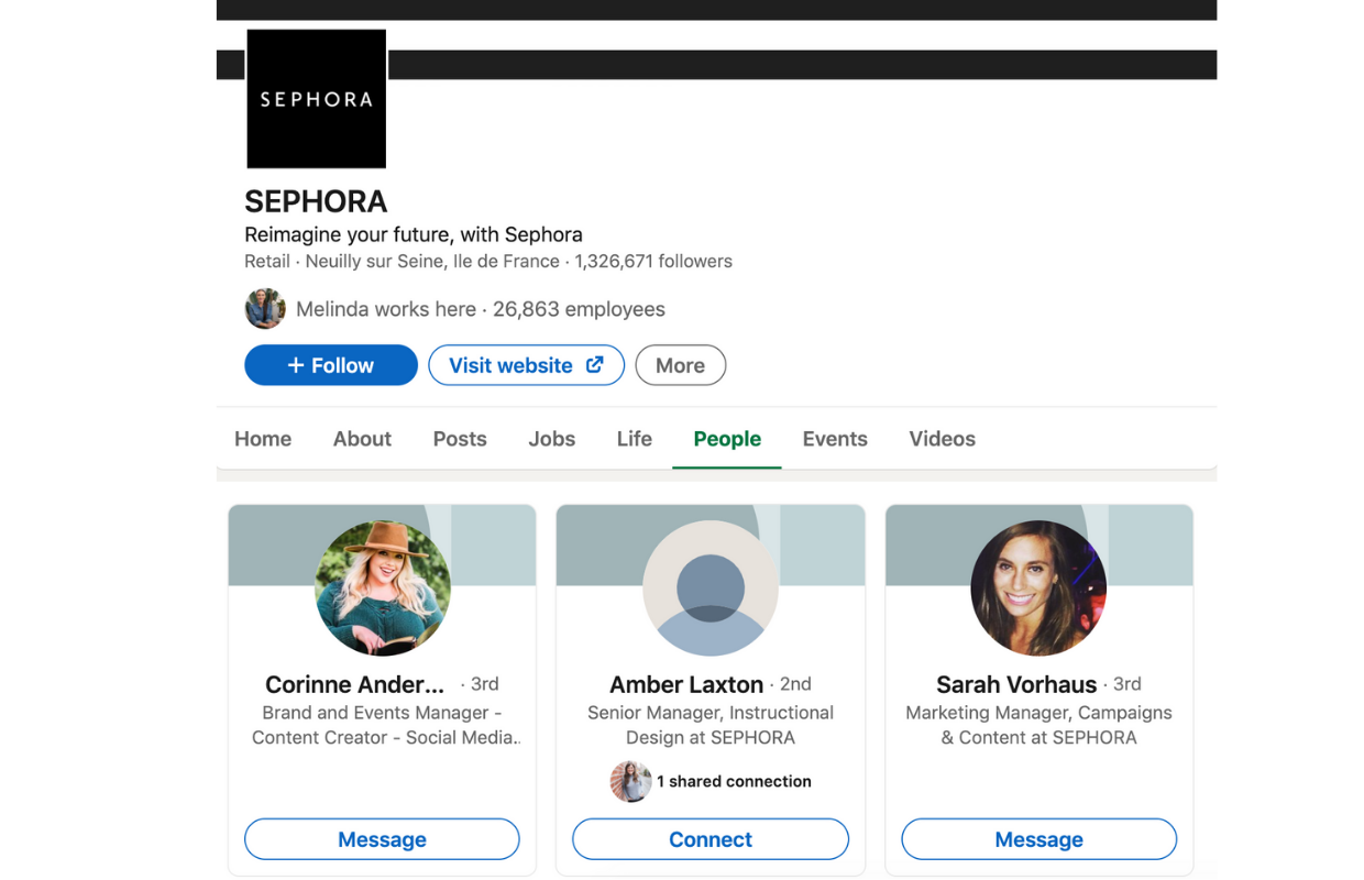 Make sure your team has a presence on LinkedIn