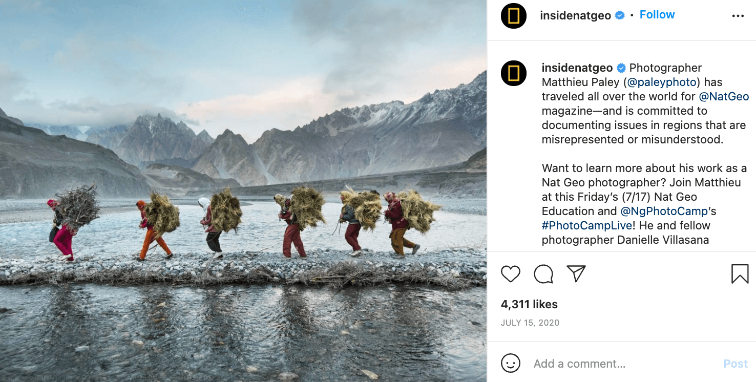 This is a photo about a social media campaign that National Geographic posted on Instagram