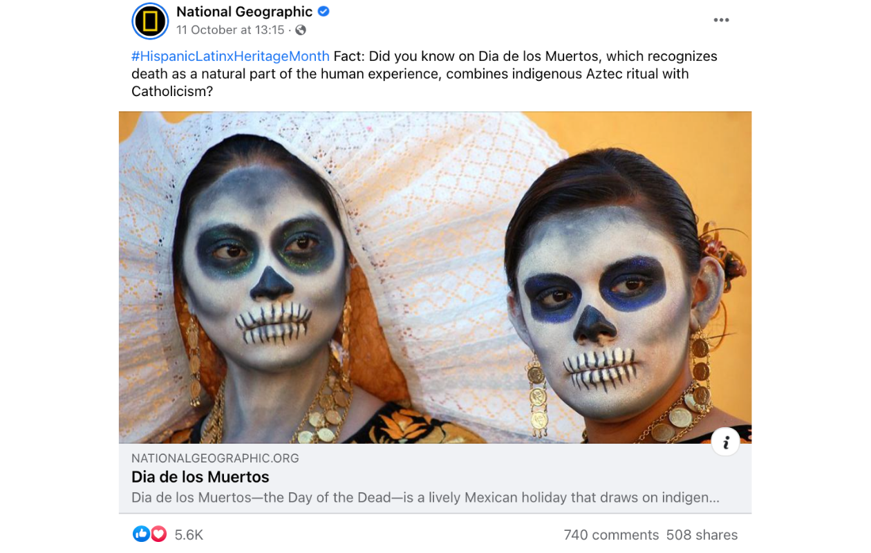 This is a Facebook post related to one of National Geographic's social media campaigns from 2021.