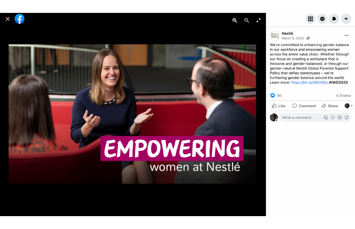 This is Nestlé's "Empowering Women" social media campaign.