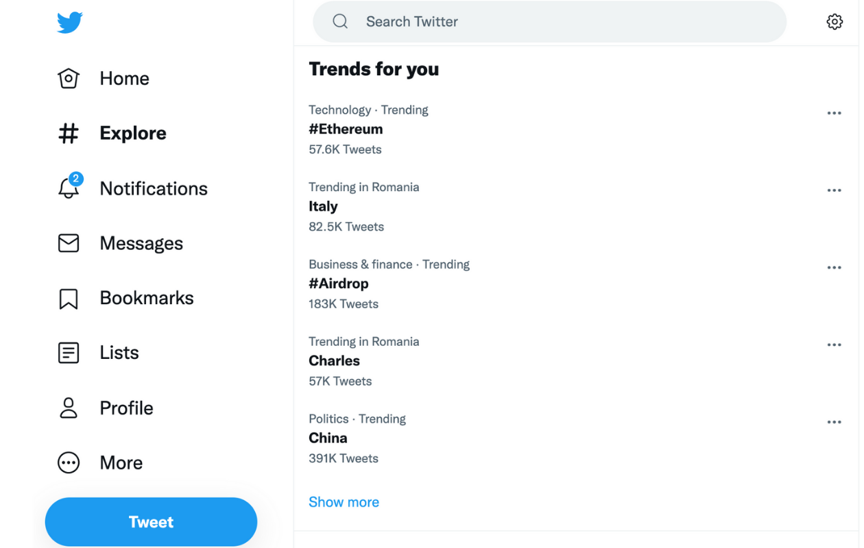 Popular hashtags