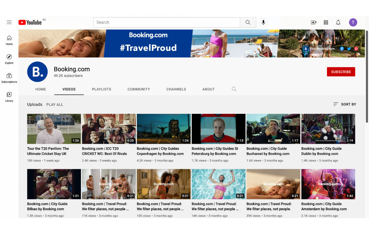 This is Booking.com's YouTube channel.
