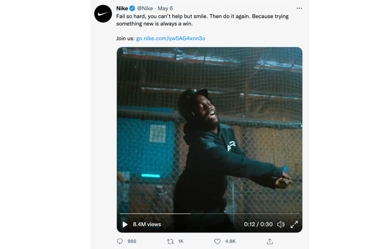 Here's an example of how Nike tweets to gain social media engagement.