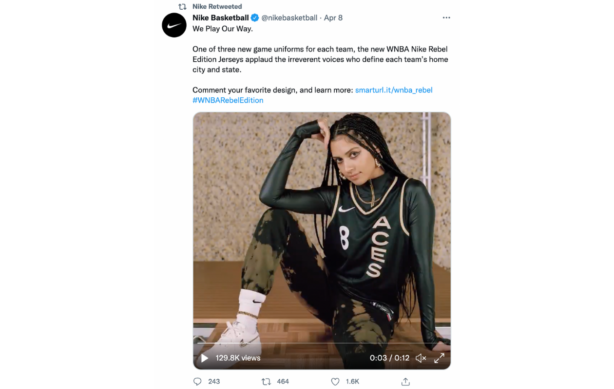 This is an example of how Nike uses interactive content to gain more follower on Twitter.