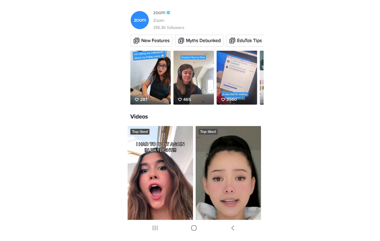 Here's an example of how Zoom used video content and the brand's content strategy for TikTok.