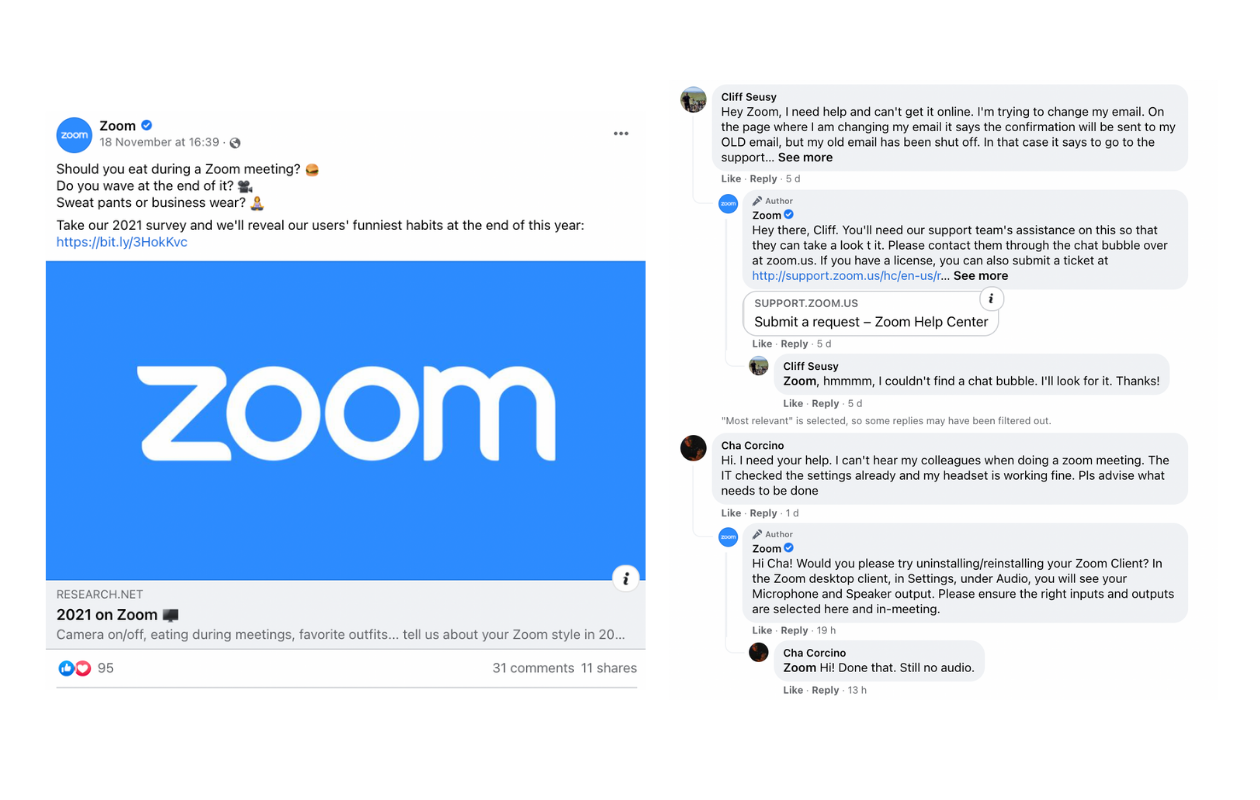 Here's an example of how Zoom handles community management.