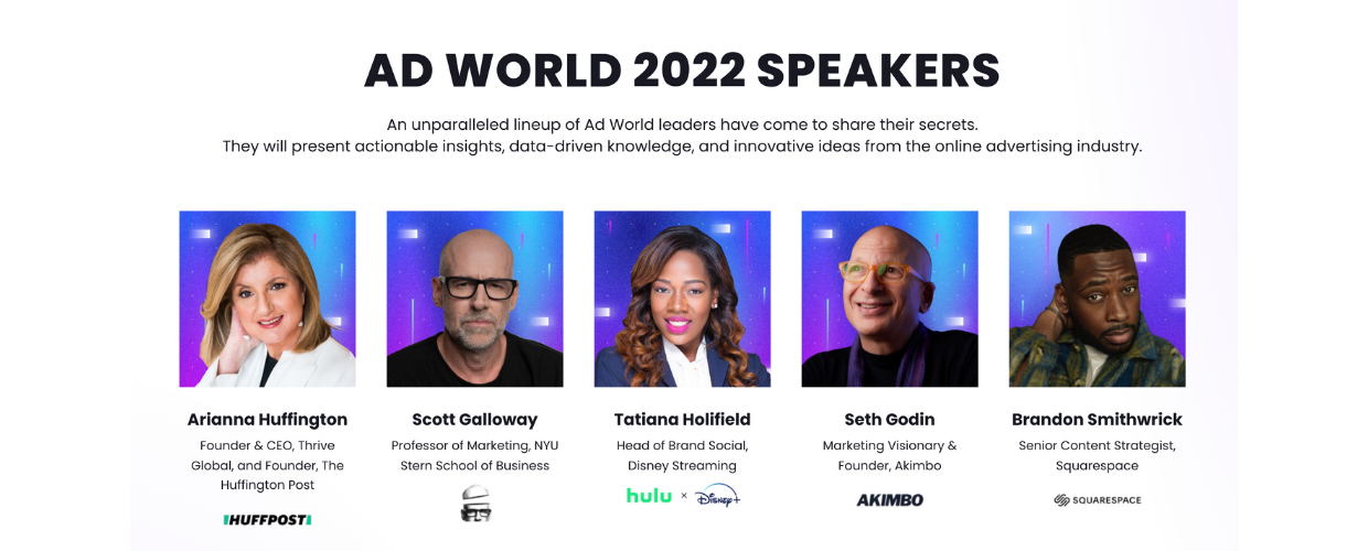 This image shows some of the Ad World 2022 conference speakers.