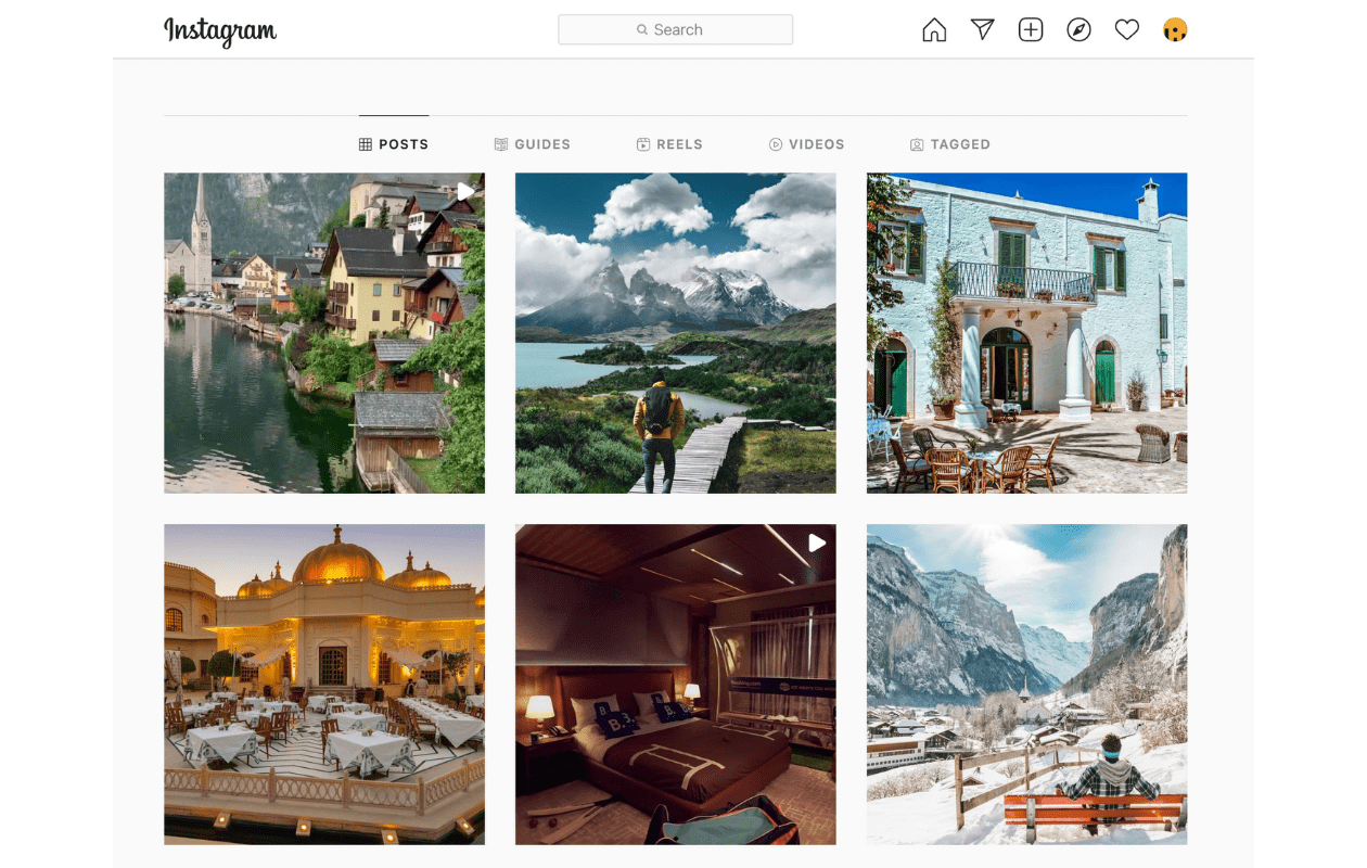 This is how Booking.com's Instagram feed looks like.