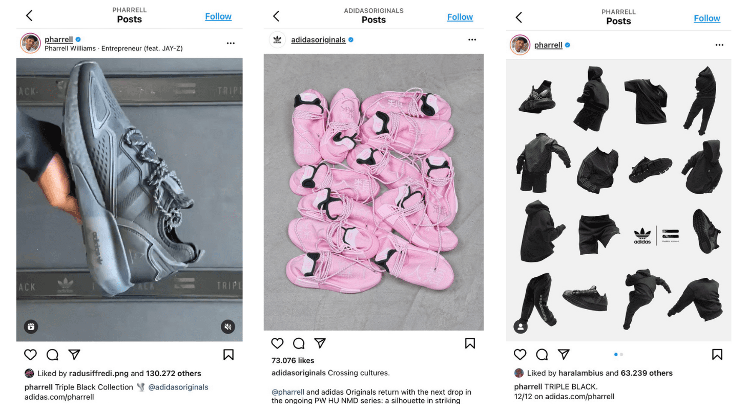 These images show Adidas Originals' partnerships with influencers.