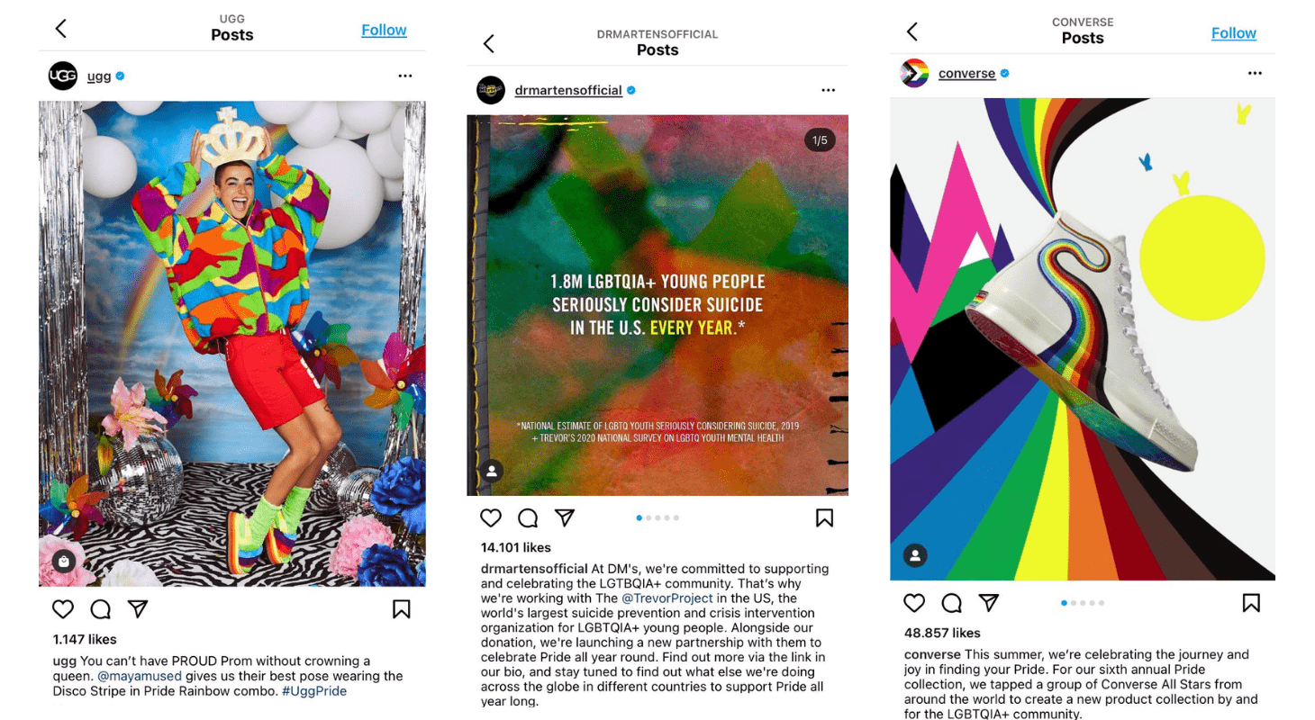 These are examples of brands who sustained pride month on Instagram.