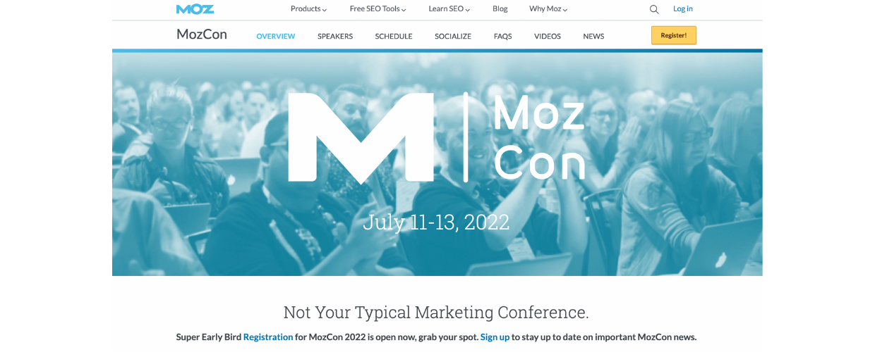 This is MozCon's 2022 conference page.