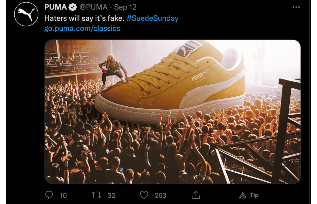 Here you can see how PUMA goes crowd surfing on Twitter.