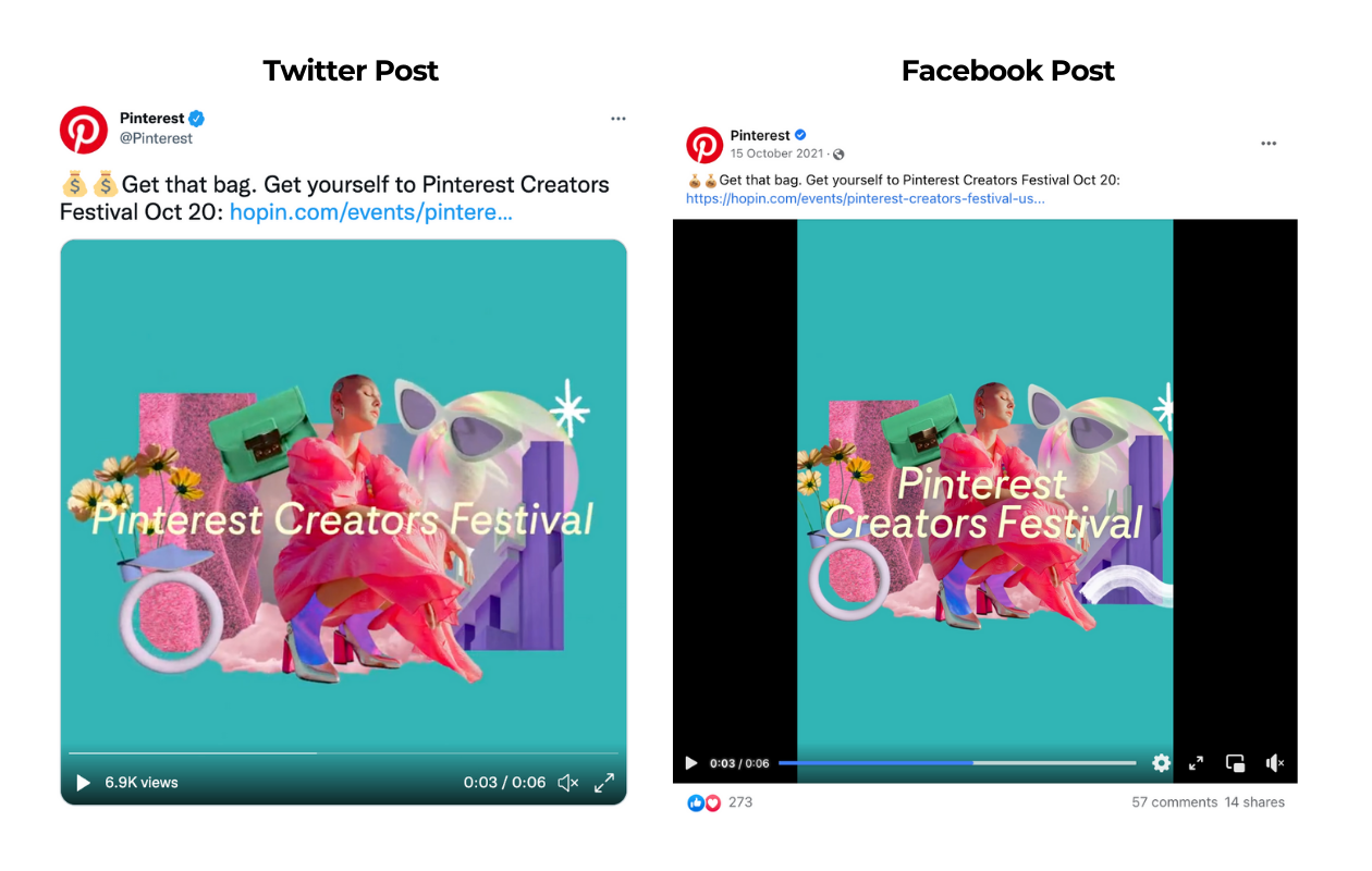 Here are some examples of Pinterests' social media posts related to Creators Festival marketing campaign.