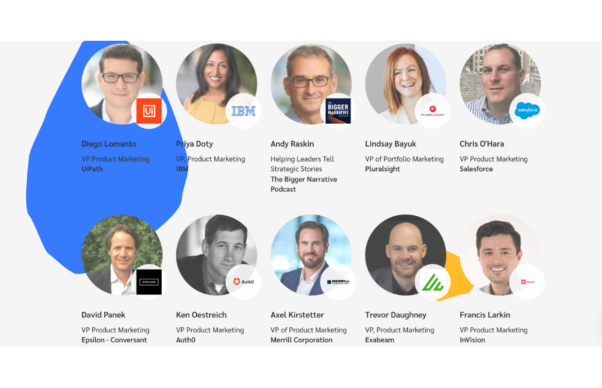 This image shows some of the key speakers of the Product Marketing Summit 2022.