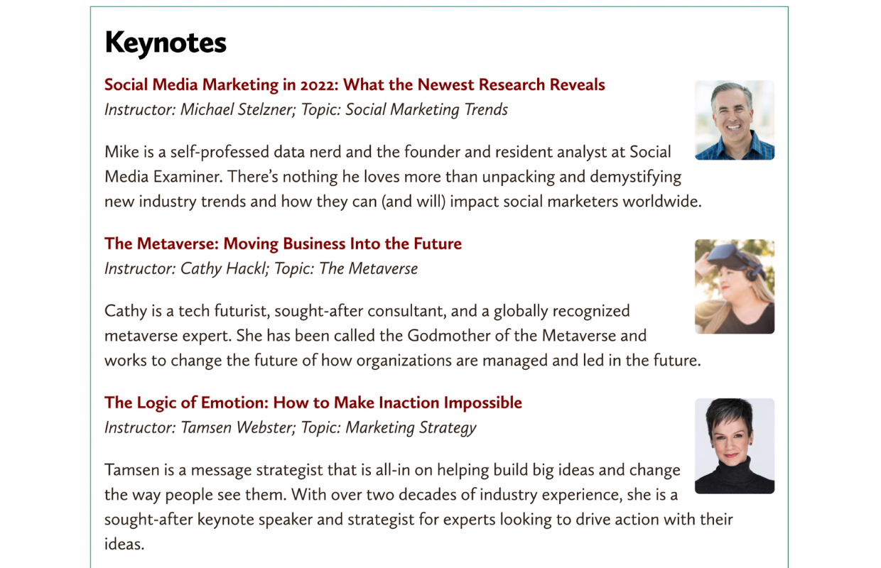 These are some of the Social Media Marketing World's conference speakers for 2022.
