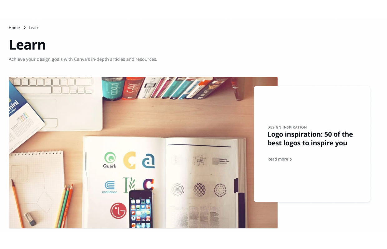 This is an image showing how Canva's blog is organised.