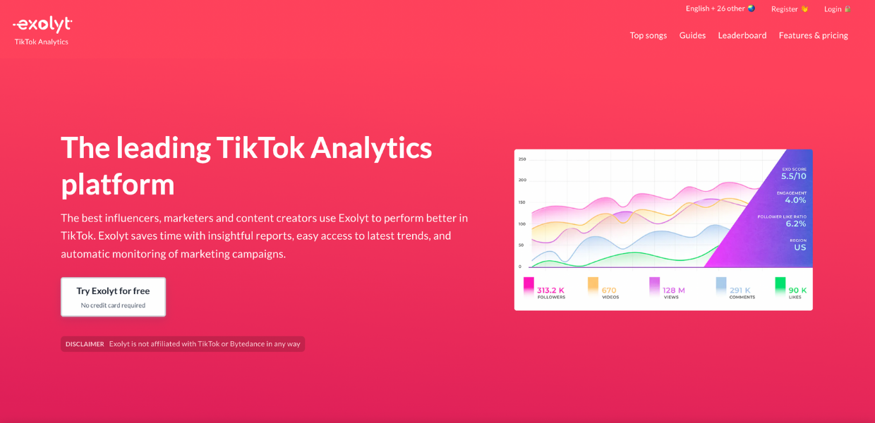 This image presents Exolyt, a TikTok analytics tool.