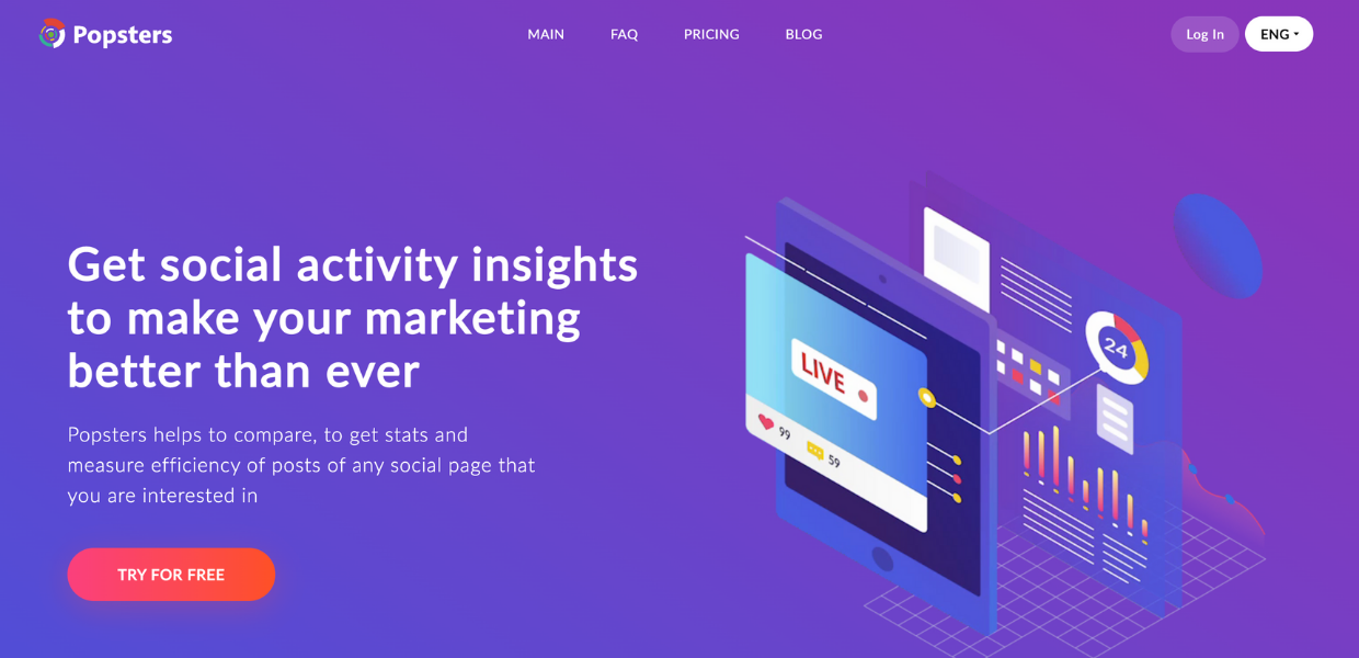 This is the web page of the TikTok analytics tool Popsters.