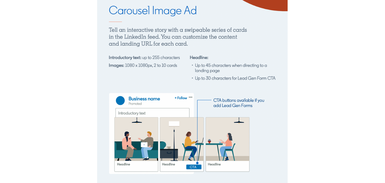 Here you can see more information about The Linkedin carousel ad type.