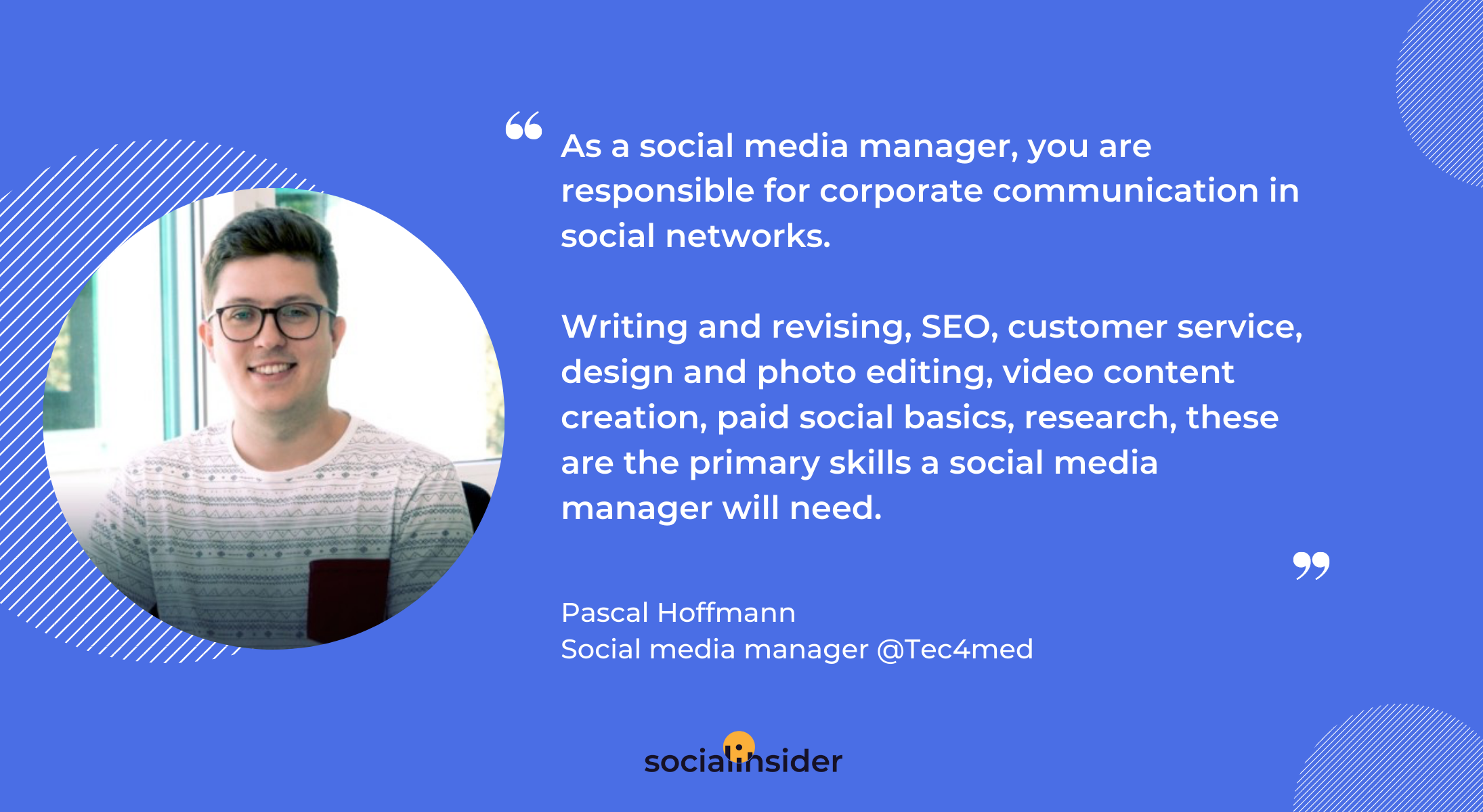 quote of pascal hoffman social media manager at tec4med
