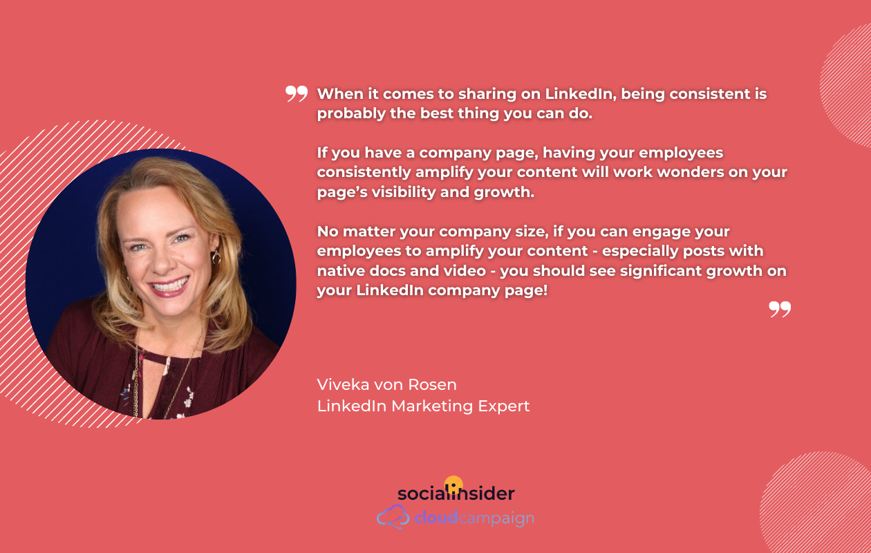 Here's a quote from Viveka von Rosen - LinkedIn expert, about best LinkedIn content strategies for B2B marketing in 2022.
