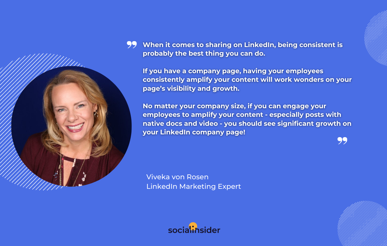 This is a quote from Viveka von Rosen - LinkedIn expert, about best LinkedIn content strategies for B2B marketing in 2022.