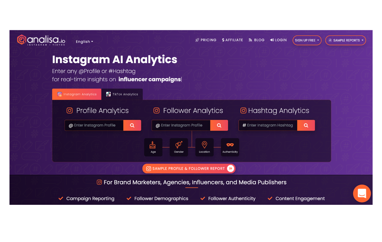 Check your instagram analytics with Analysa 