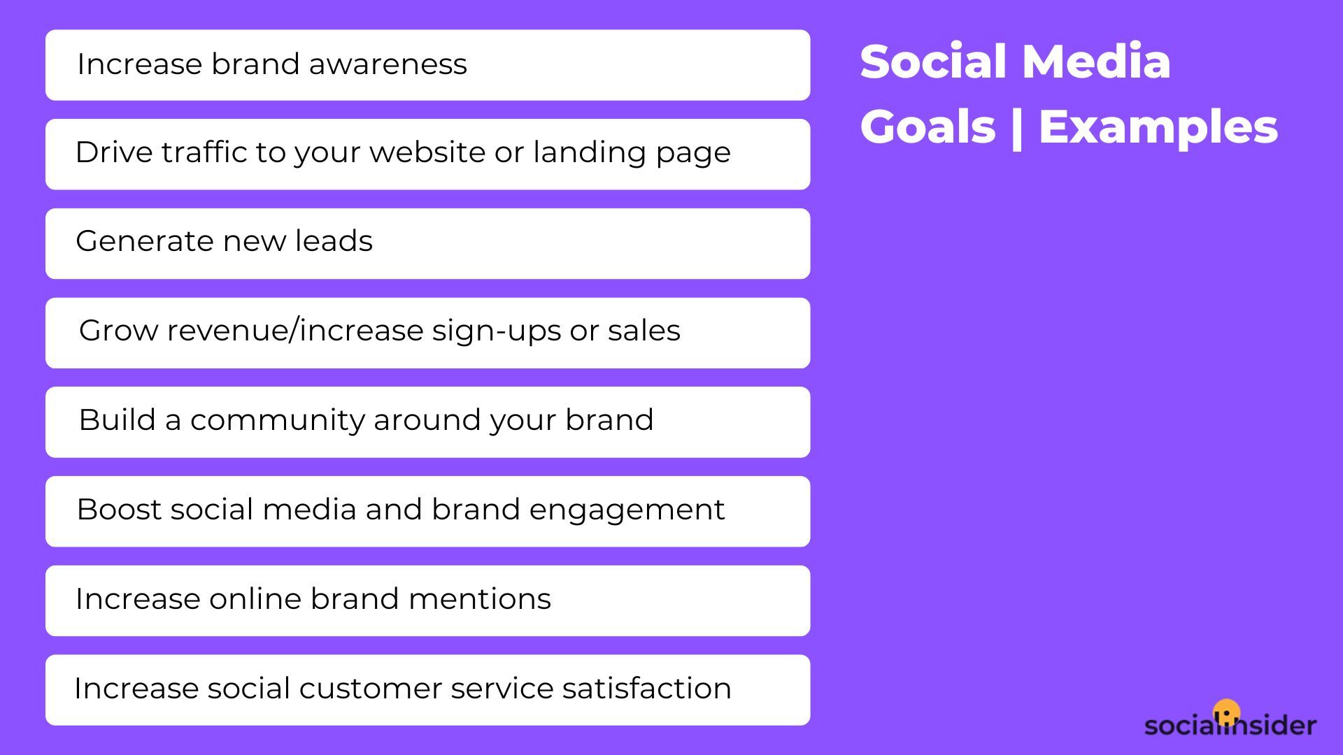 examples of social media goals