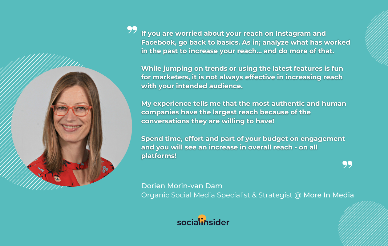 This is a quote from Dorien Morin-van Dam - social media speclialist about social media reach