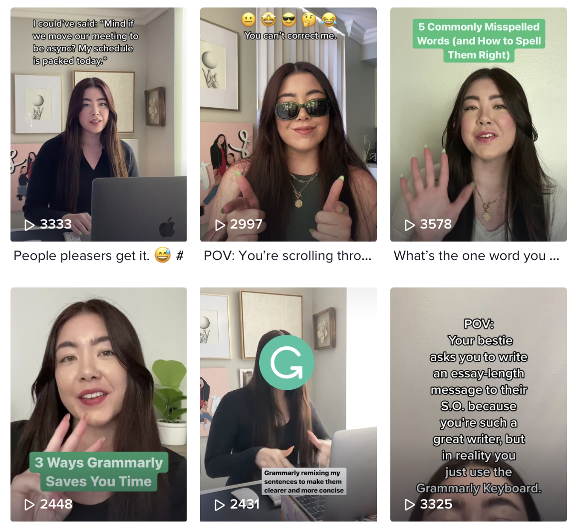 Here you can see how Grammarly uses TikTok for B2B marketing