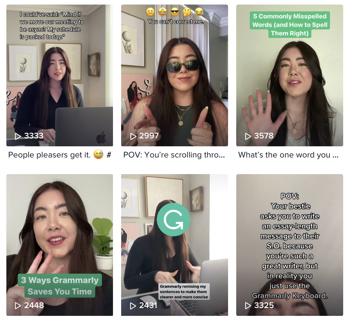 Screenshot of grammarly tiktok