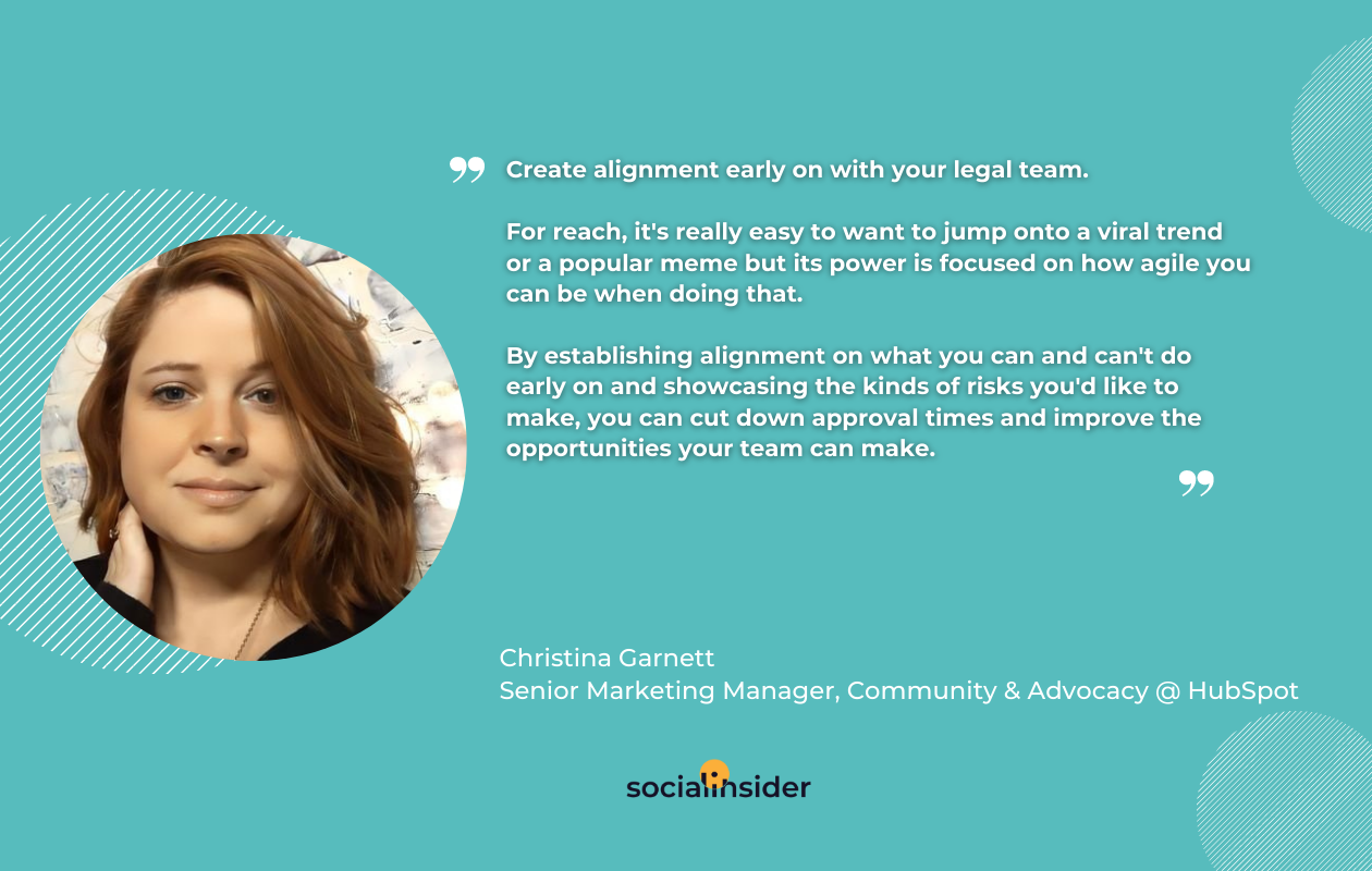 This is a quote from Christina Garnett - senior marketing manager at Hubspot about social media reach in 2022.