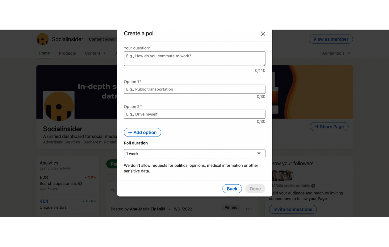 Here is how to make an audience poll on LinkedIn