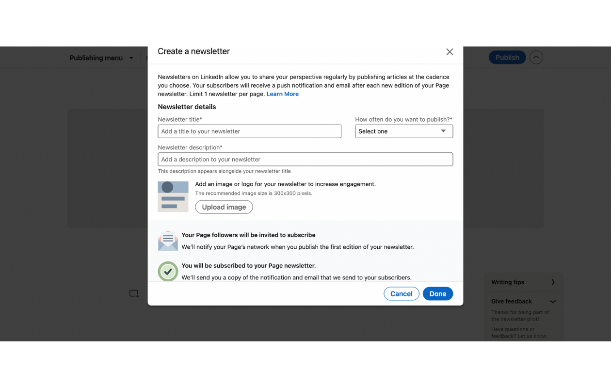 This is how you get to LinkedIn newsletter option